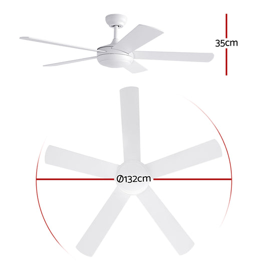 Devanti 52'' Ceiling Fan 5 Blades DC Motor w/Light w/Remote White