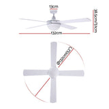 Devanti 52'' Ceiling Fan DC Motor w/Light w/Remote - White