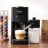 Devanti Capsule Coffee Pod Machine with Milk Frother, Black