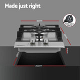 Devanti Gas Cooktop 30cm 2 Burner Silver