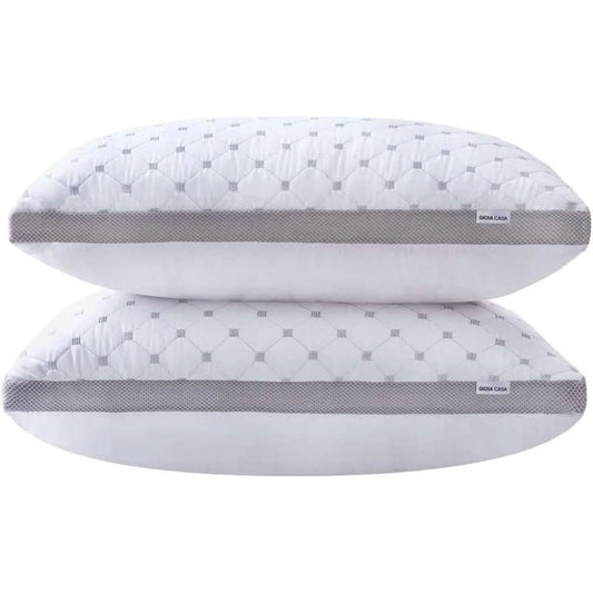 GIOIA CASA LUXURY BAMBOO COOLING TWIN PACK PLUSH PILLOWS WITH 2 BONUS QUILTED WATERPROOF PILLOW PROTECTORS