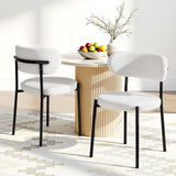 Artiss Dining Chairs Set of 2 Sherpa Boucle White