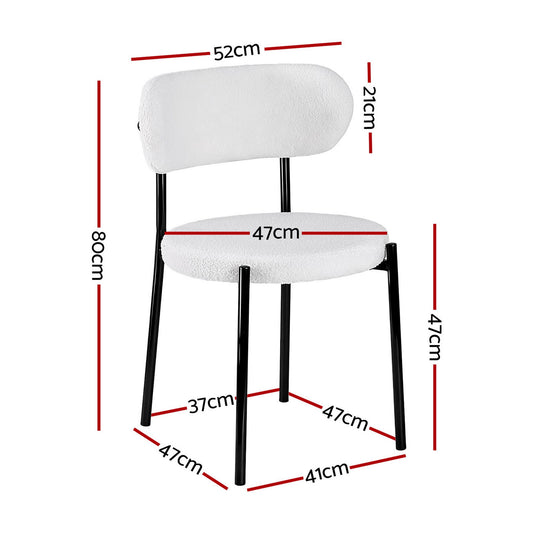 Artiss Dining Chairs Set of 6 Sherpa Boucle White