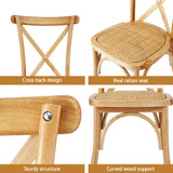 Artiss 2x Dining Chairs Rattan Wooden Kitchen Accent Chair Cafe Lounge Rubber Wood