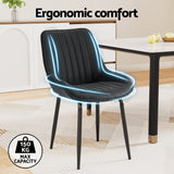 Artiss 4x Dining Chairs Retro PU Leather Kitchen Lounge Cafe Accent Chair Black