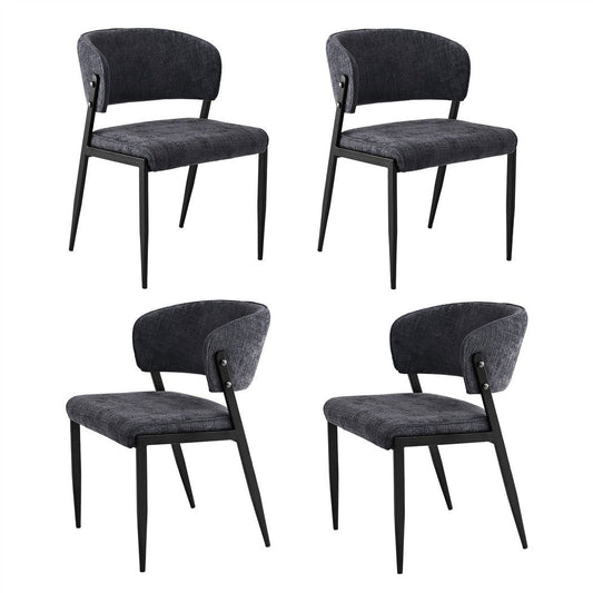 Artiss Dining Chairs Set of 4 Linen Fabric Soft Upholstered Chairs Charcoal