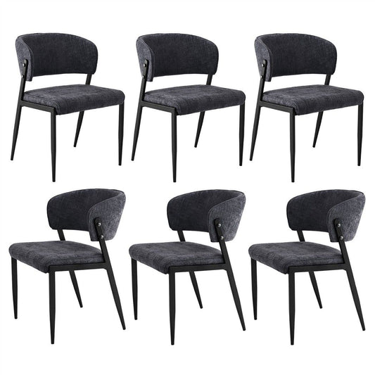 Artiss Dining Chairs Set of 6 Linen Fabric Soft Upholstered Chairs Charcoal