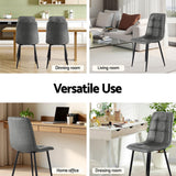 Artiss 4x Dining Chairs Retro PU Leather Kitchen Lounge Cafe Accent Chair Grey
