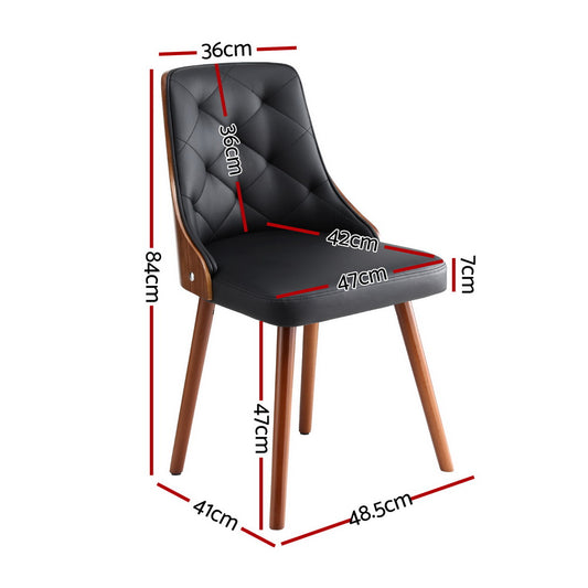 1 Set of 4 Artiss Dining Chairs Black PU