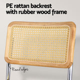 Artiss Dining Chairs Set of 2 Velvet Rattan Cantilever Yellow