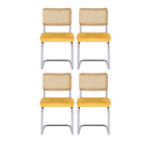 Artiss Dining Chairs Set of 4 Velvet Rattan Cantilever Yellow