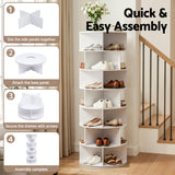 Artiss 7 Tier 360Â° Rotating Shoe Rack Storage Display Shelf White