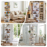 Artiss 7 Tier 360Â° Rotating Shoe Rack Storage Display Shelf White