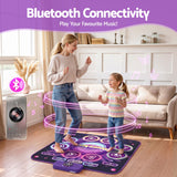 Keezi Dance Mat Toy for Kids Age 3-12 Electronic Dance Pad with Bluetooth 4 Game Modes Purple