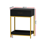 Artiss Bedside Table Drawers Side Table Shelf Storage Nightstand Black MASON