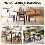 Artiss Dining Table and Chairs Set 5pcs with Extendable 60-120cm Drop-Leaf Table Brown