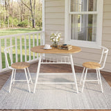 Artiss Oval Dining Table Set 3PC Space-Saving Bistro Kitchen Storage Wine Rack Natural White