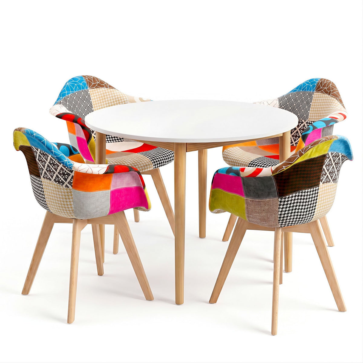 1 Artiss Dining Table and 4 Mid Century Chairs Set White