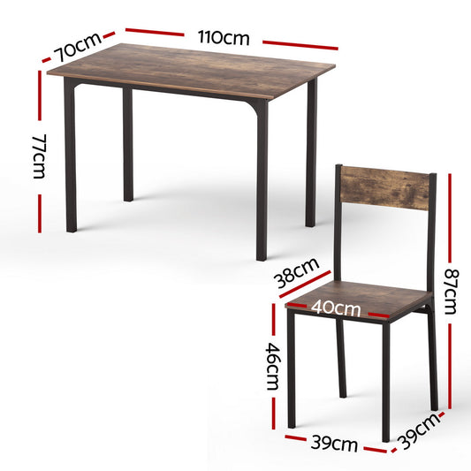 Artiss Dining Table and Chairs Set of 5 Compact Kitchen Furniture Rustic Brown