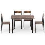 Artiss Dining Table and Chairs Set of 5 Compact Kitchen Furniture Rustic Brown
