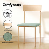 Artiss Dining Table and Chairs Set of 5 Compact Kitchen Furniture Natural Light Green