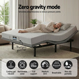 Artiss Queen Bed Frame and Giselle Bedding Queen Memory Foam Mattress Set, Electric Bed Base with Zero Gravity & 7 Zone Cooling Comfort for Back Pain Relief, Black & Grey, 15cm Thickness