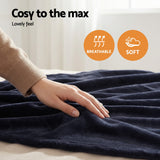 Giselle Electric Throw Rug Double Size 200x180cm Coral Fleece Heated Blanket Charcoal