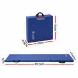 Everfit 180x60cm Gymnastics Mats Folding Exercise Floor Mat Portable 3 Fold Tumbling Mat Blue