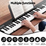 Alpha 88 Key Quad Folding Electronic Keyboard Digital Piano Portable MIDI Bluetooth Black
