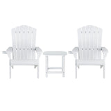 Gardeon Outdoor Table and Chairs HDPE Adirondack Beach Chair Sun Lounge Patio Furniture Garden White