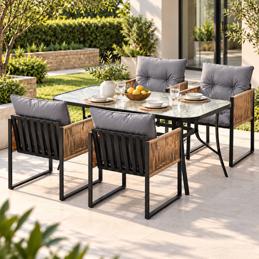 Gardeon 5PC Outdoor Dining Set 120CM Table and Chairs Patio Furniture Garden Cushion