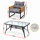 Gardeon 5PC Outdoor Dining Set 120CM Table and Chairs Patio Furniture Garden Cushion