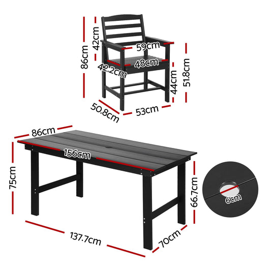 Gardeon 7 Piece Outdoor Dining Set Patio HDPE Table and Chairs Garden Furniture