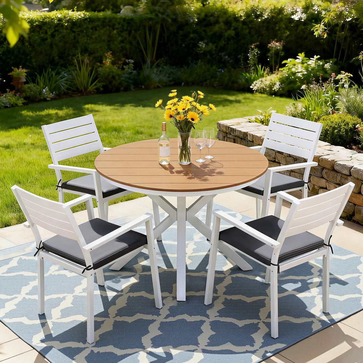 Gardeon Outdoor Dining Set 5 Piece Aluminum WPC Tabletop Patio Furniture