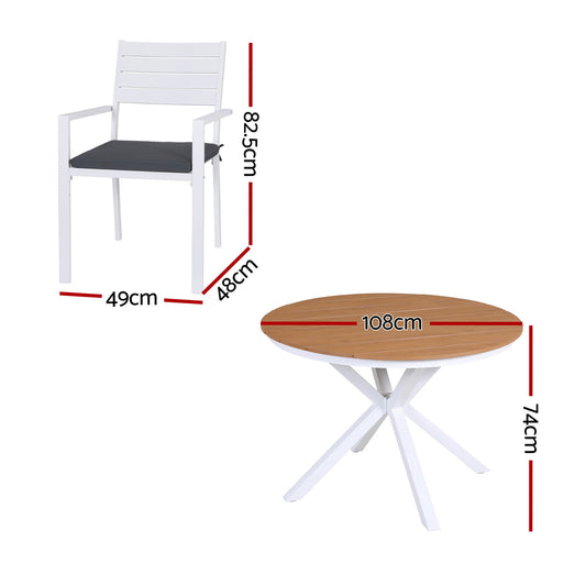 Gardeon Outdoor Dining Set 5 Piece Aluminum WPC Tabletop Patio Furniture