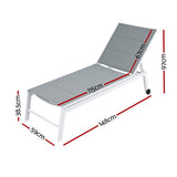 Gardeon 2PC Sun Lounger Chaise Lounge Wheels Patio Furniture Outdoor Setting White