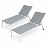 Gardeon 2PC Sun Lounger Chaise Lounge Wheels Patio Furniture Outdoor Setting White