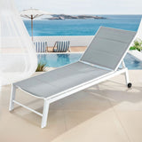 Gardeon 2PC Sun Lounger Chaise Lounge Wheels Patio Furniture Outdoor Setting White