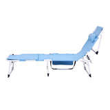 Gardeon Sun Lounger 5 Position Folding Tanning Chair with Face Hole Blue