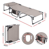Gardeon Sun Lounger 5 Position Folding Tanning Chair with Face Hole Khaki