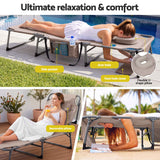 Gardeon Sun Lounger 5 Position Folding Tanning Chair with Face Hole Khaki