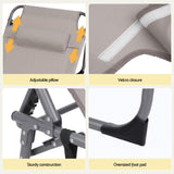 Gardeon Sun Lounger 5 Position Folding Tanning Chair with Face Hole Khaki