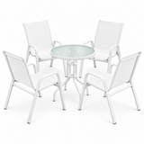 Gardeon 5PC Bistro Set Outdoor Table and Chairs Stackable Patio Furniture White