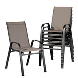 Gardeon 6PC Outdoor Dining Chairs Stackable Lounge Chair Patio Furniture Brown