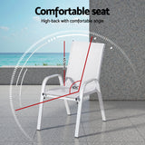 Gardeon 6PC Outdoor Dining Chairs Stackable Lounge Chair Patio Furniture White