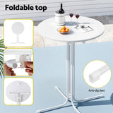 Gardeon Outdoor Bar Table Round Folding Desk Top 109cm Patio Furniture White