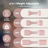 Everfit 2x2.5kg Adjustable Dumbbell Set Weights Set 4-in-1 Home Gym Workout Strength Training