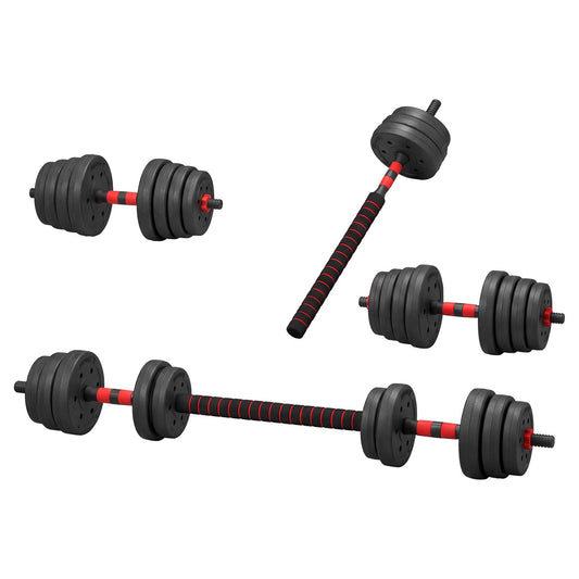 Everfit 30kg Adjustable Dumbbell Set 4in1 Barbell Weight Plates Home Workout