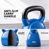 Everfit 16kg Kettlebell Cast Iron Weightlifting Bench Dumbbells Kettle Bell Blue