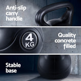 Everfit 4kg Kettlebell Set Weight Lifting Bench Dumbbells Kettle Bell Gym Home